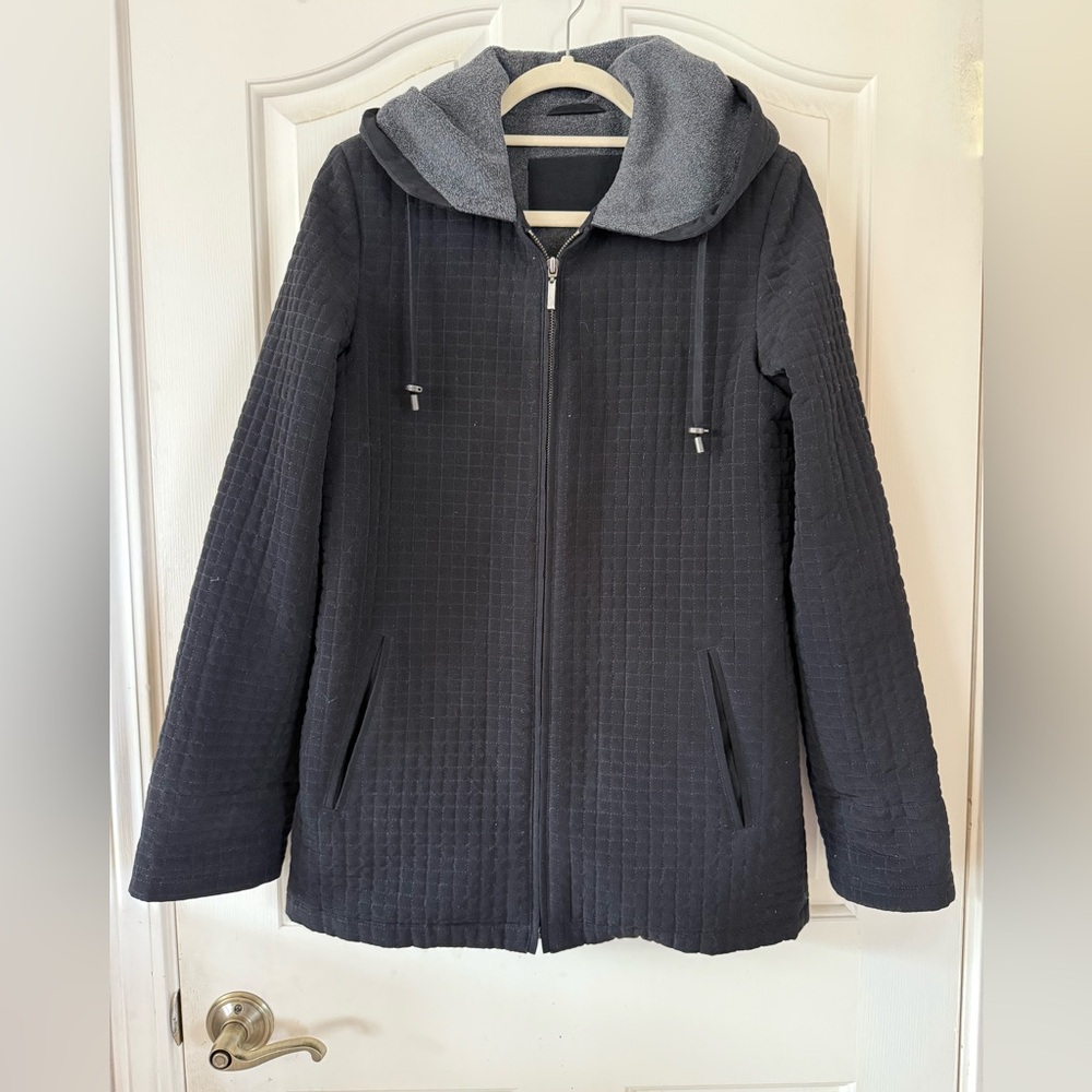 Women's Black Quilted Jacket with Hood